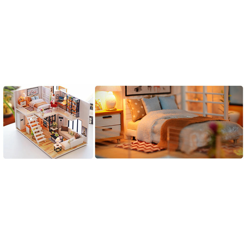 Dollhouse Miniature with Furniture Kit Plus Dust Proof and Music Movement - M9 (1:24 Scale Creative Room Idea)