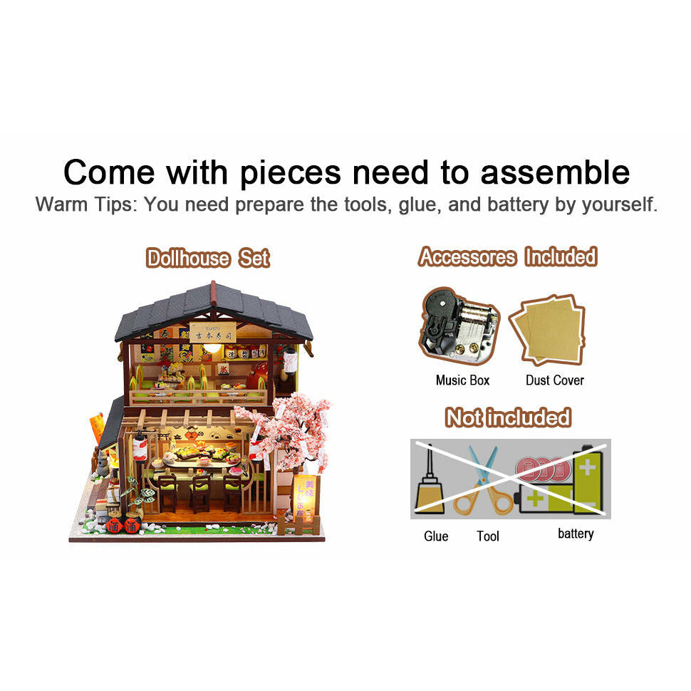 Dollhouse Miniature with Furniture Kit Plus Dust Proof and Music Movement - Asia (1:24 Scale Creative Room Idea)