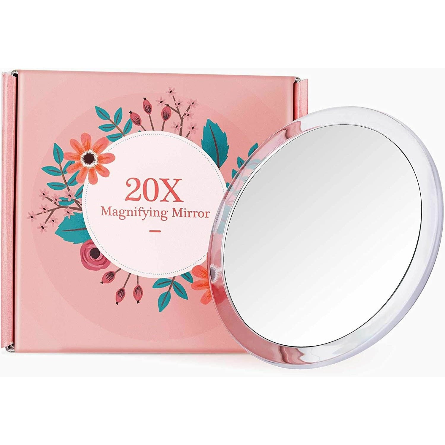 20X Magnifying Hand Mirror Two Sided Use for Makeup Application, Tweezing, and Blackhead/Blemish Removal (12.5 cm)