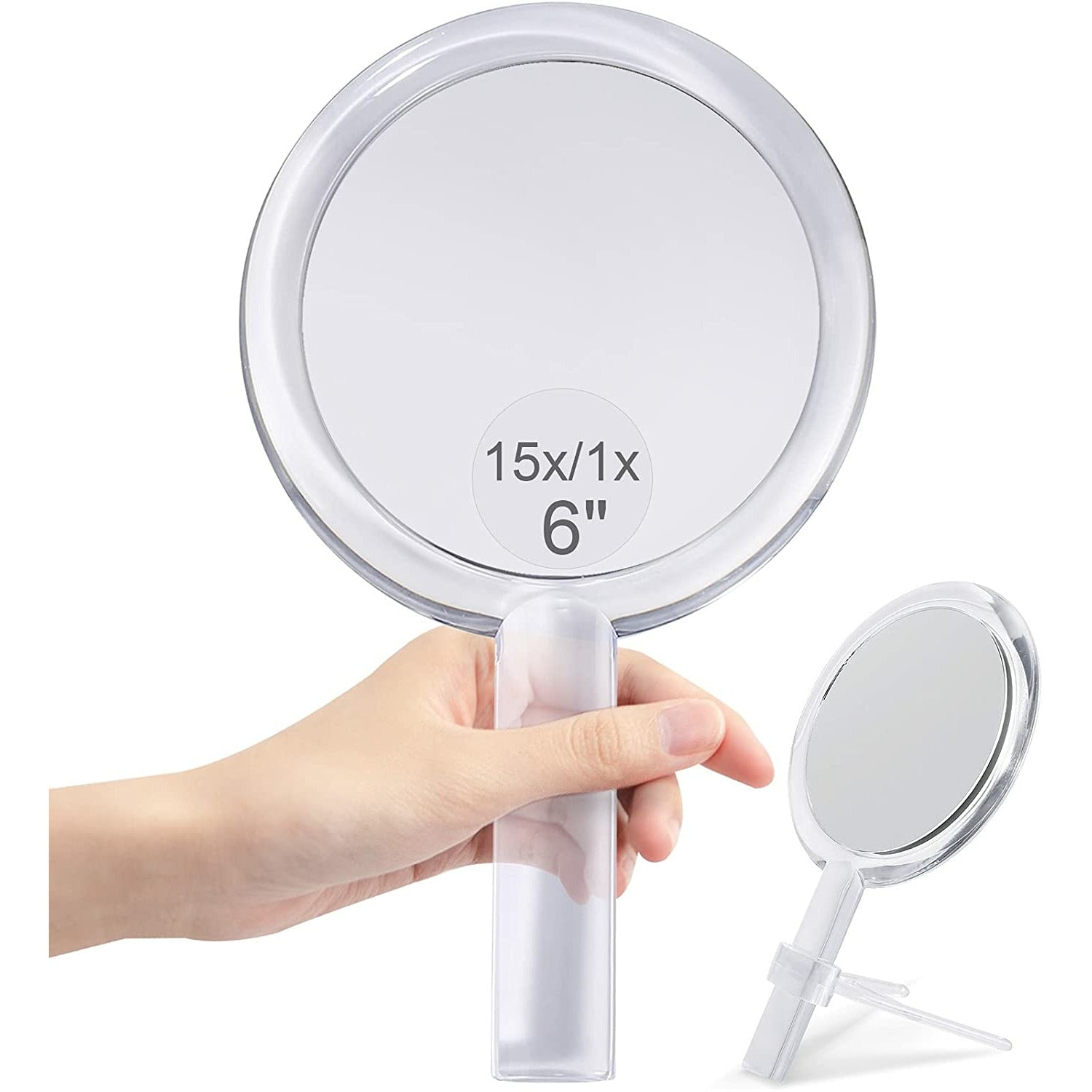 20X Magnifying Hand Mirror Two Sided Use for Makeup Application, Tweezing, and Blackhead/Blemish Removal (15 cm Silver)