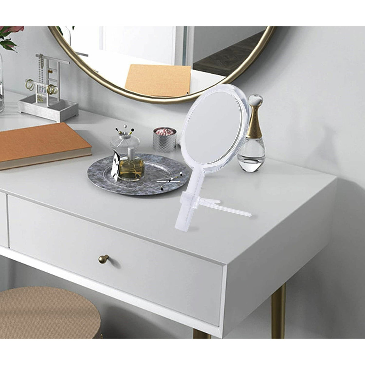 20X Magnifying Hand Mirror Two Sided Use for Makeup Application, Tweezing, and Blackhead/Blemish Removal (15 cm Silver)