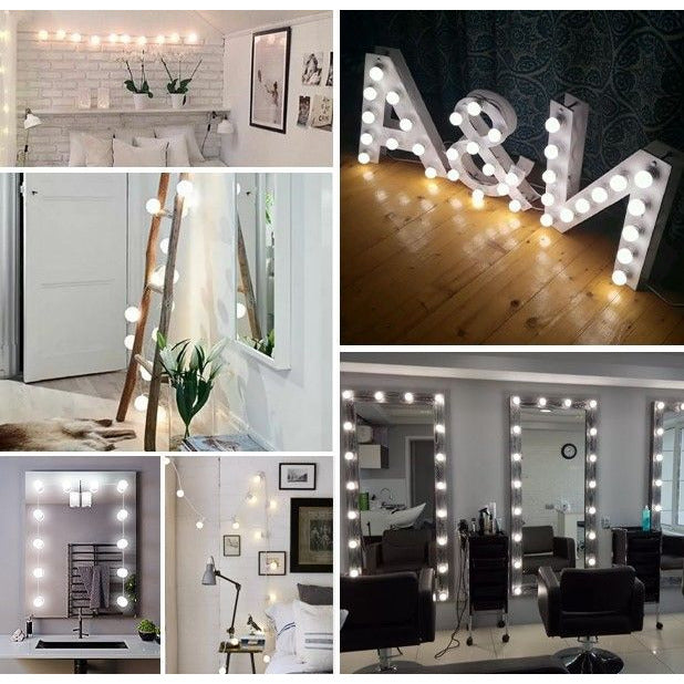 Hollywood Vanity Style LED Makeup Lights Mirror with 3 Color Modes Lights with 10 Dimmable Bulbs (Mirror Not Include)