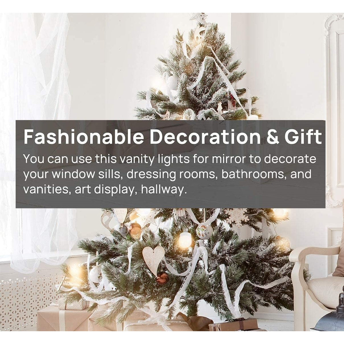 Hollywood Vanity Style LED Makeup Lights Mirror with 3 Color Modes Lights with 10 Dimmable Bulbs (Mirror Not Include)