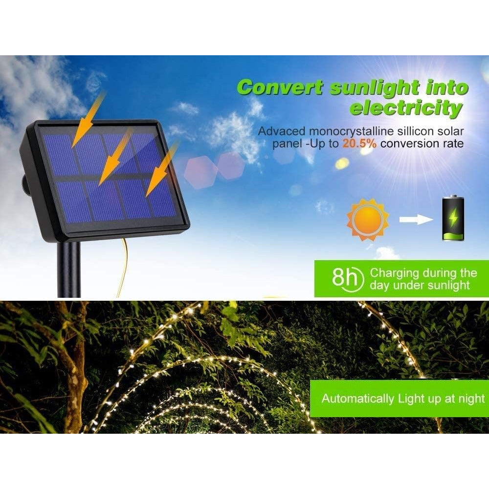 200 Waterproof LED Solar Fairy Light Outdoor with 8 Lighting Modes for Home,Garden and Decoration