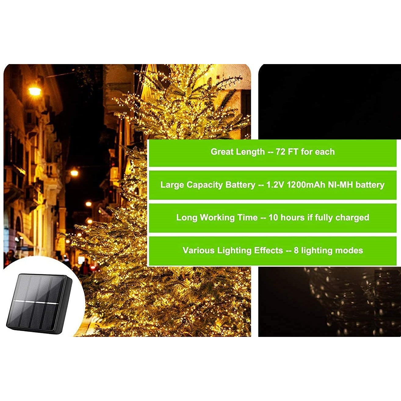 200 Waterproof LED Solar Fairy Light Outdoor with 8 Lighting Modes for Home,Garden and Decoration