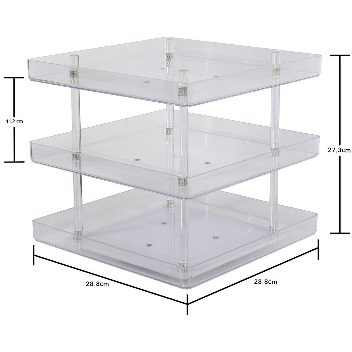 3 Tier 360 Rotating Display Rack Organizer Stand for Clear Nail Polish and Makeup Cosmetics with Acrylic Guard