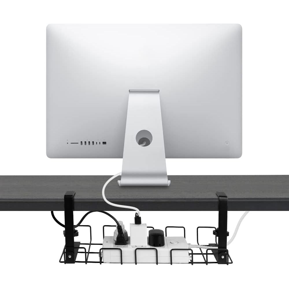 2 pack Under Desk Cable Management Tray, Black