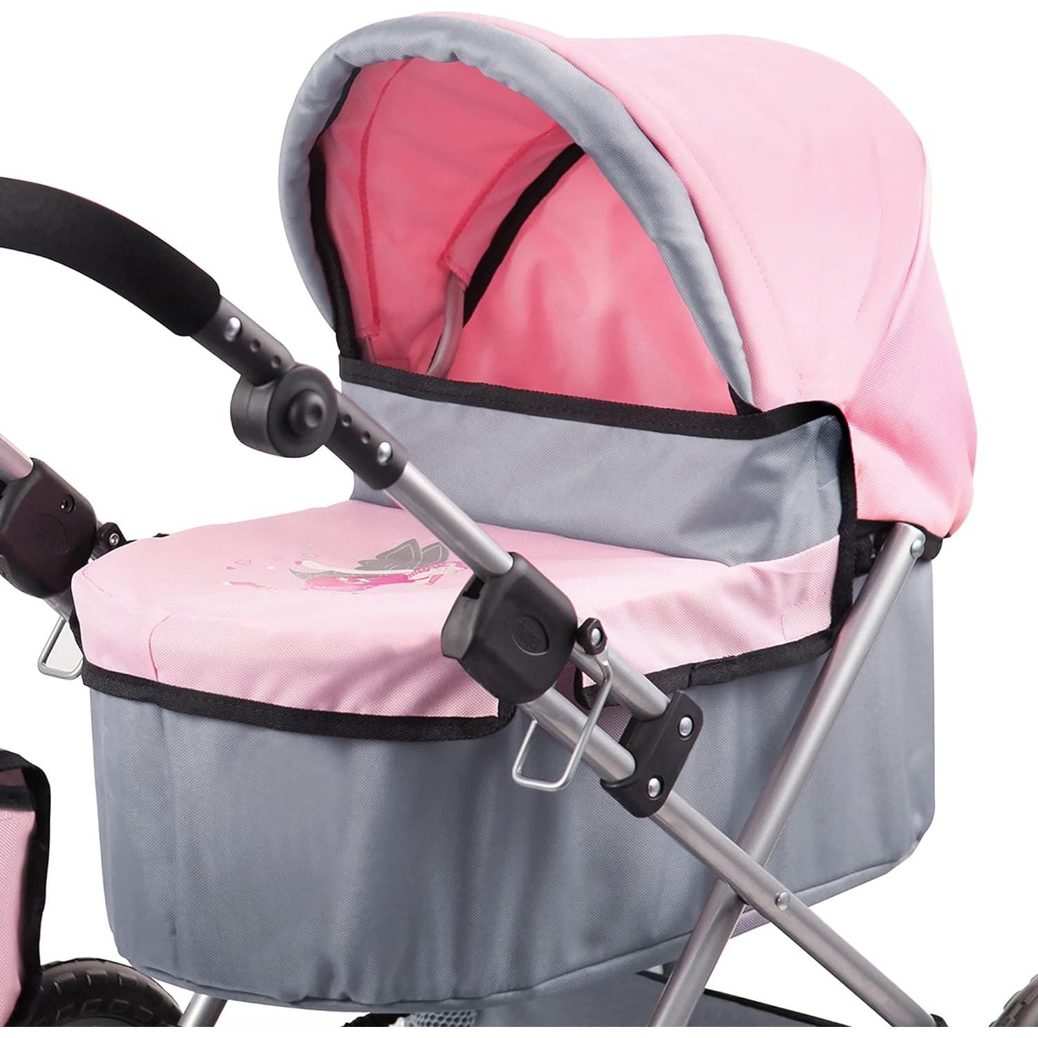 Trendy Dolls Pram & Travel Bed Set - Fairy, Pink, Grey