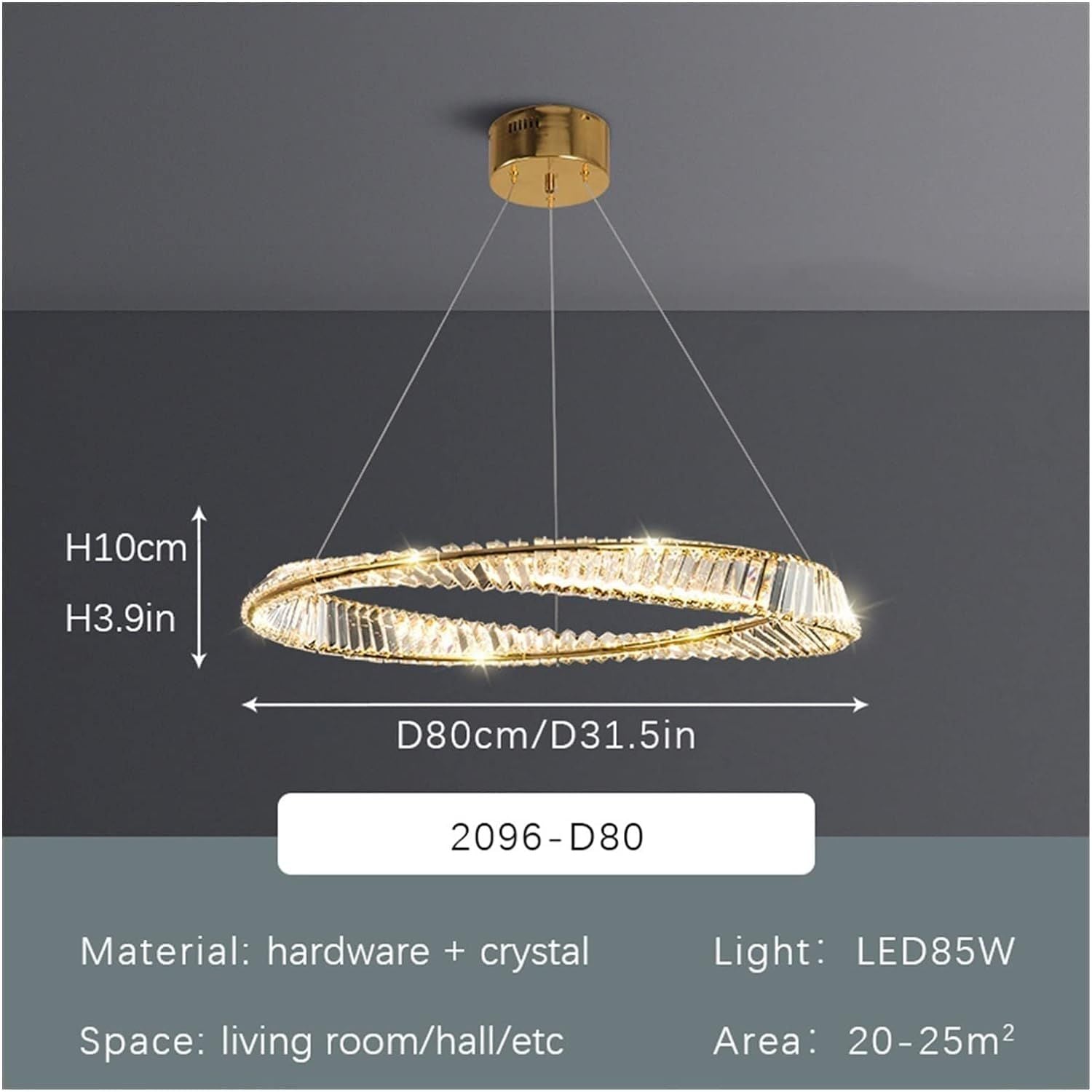 Modern Crystal Flushmount Chandeliers, Remote Control