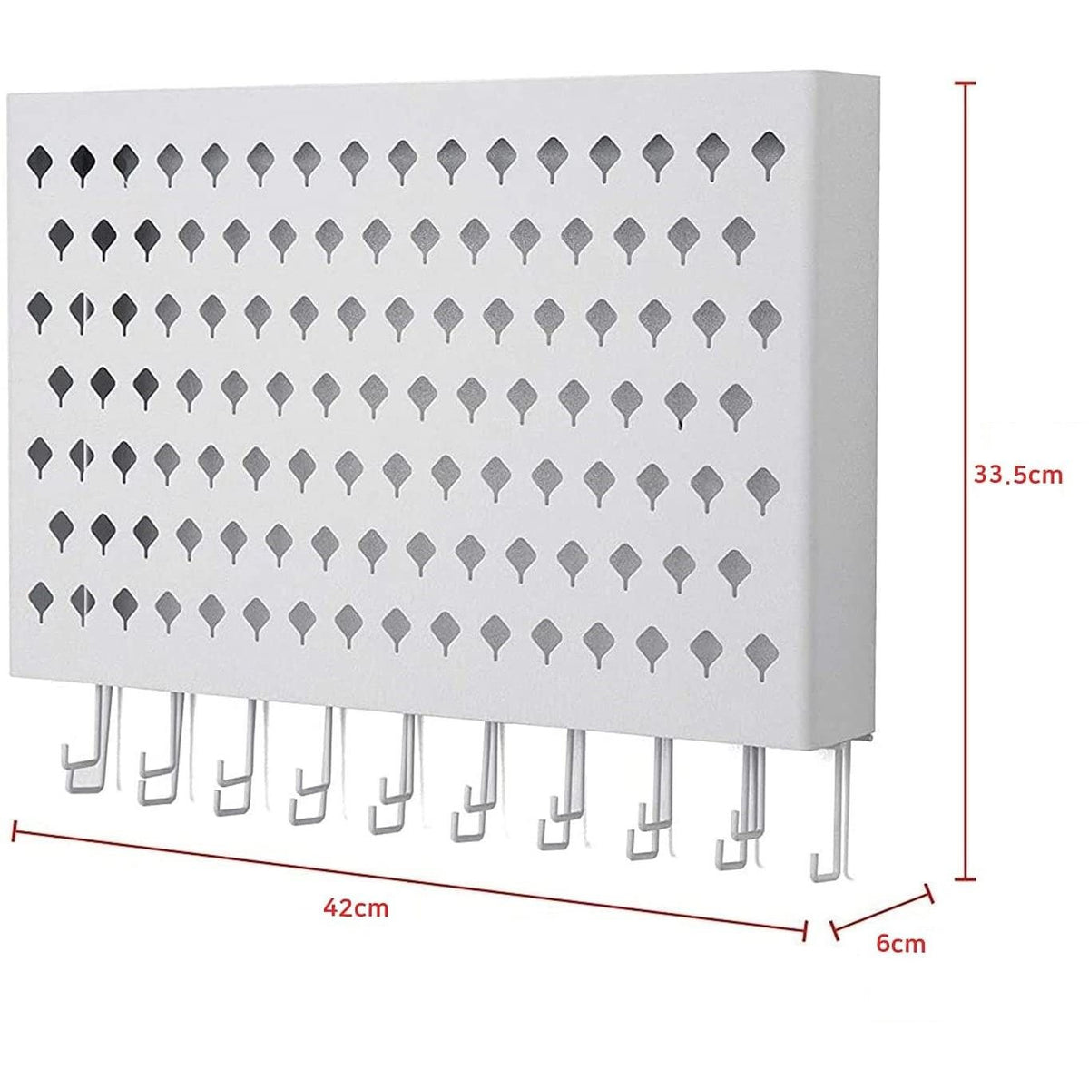 Wall Mount Earring Jewelry Hanger Organizer Holder with 109 Holes and 19 Hooks (White)