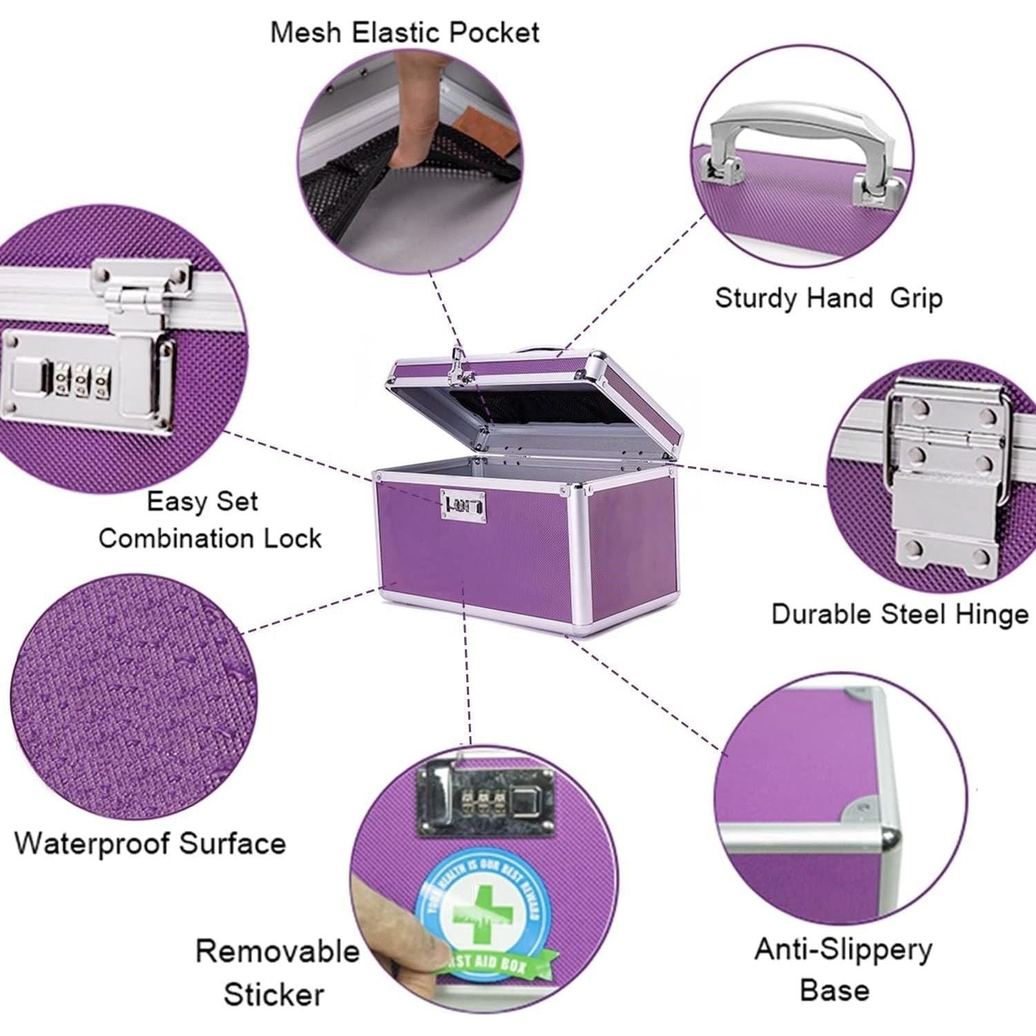 Locking Combination Medicine Box (Purple/Medium)
