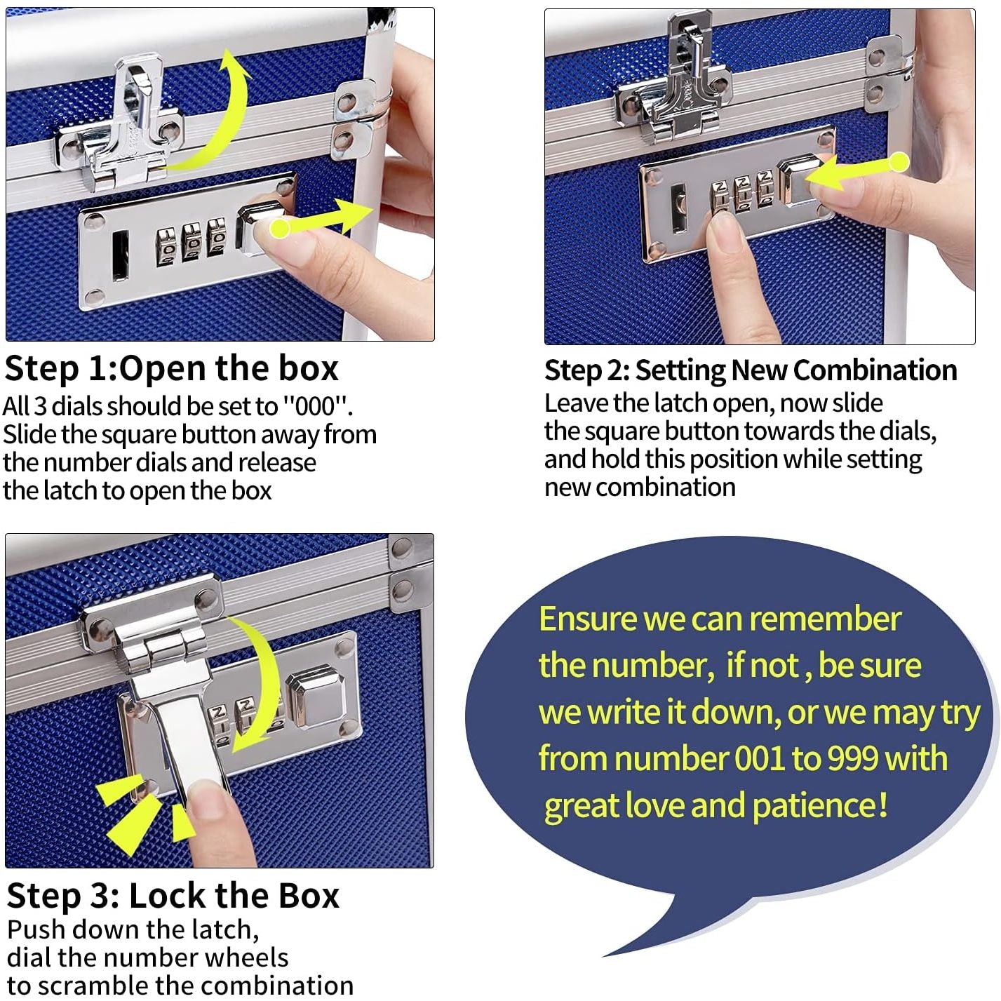 Locking Combination Medicine Box (Blue/Large)