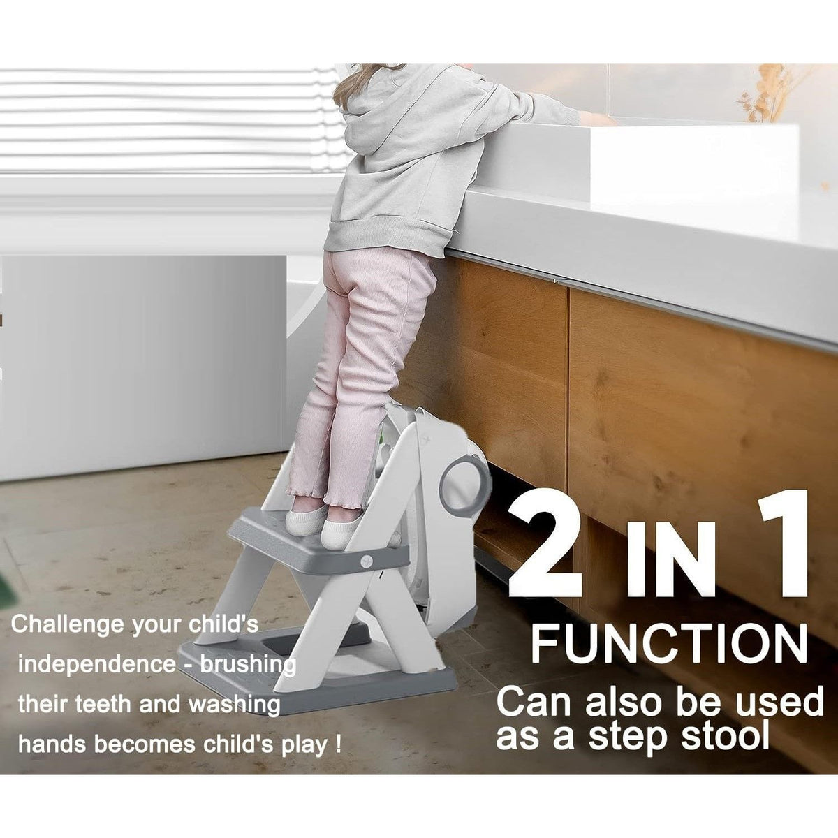 Potty Training Seat Ladder, Kids Boys Girls, Grey