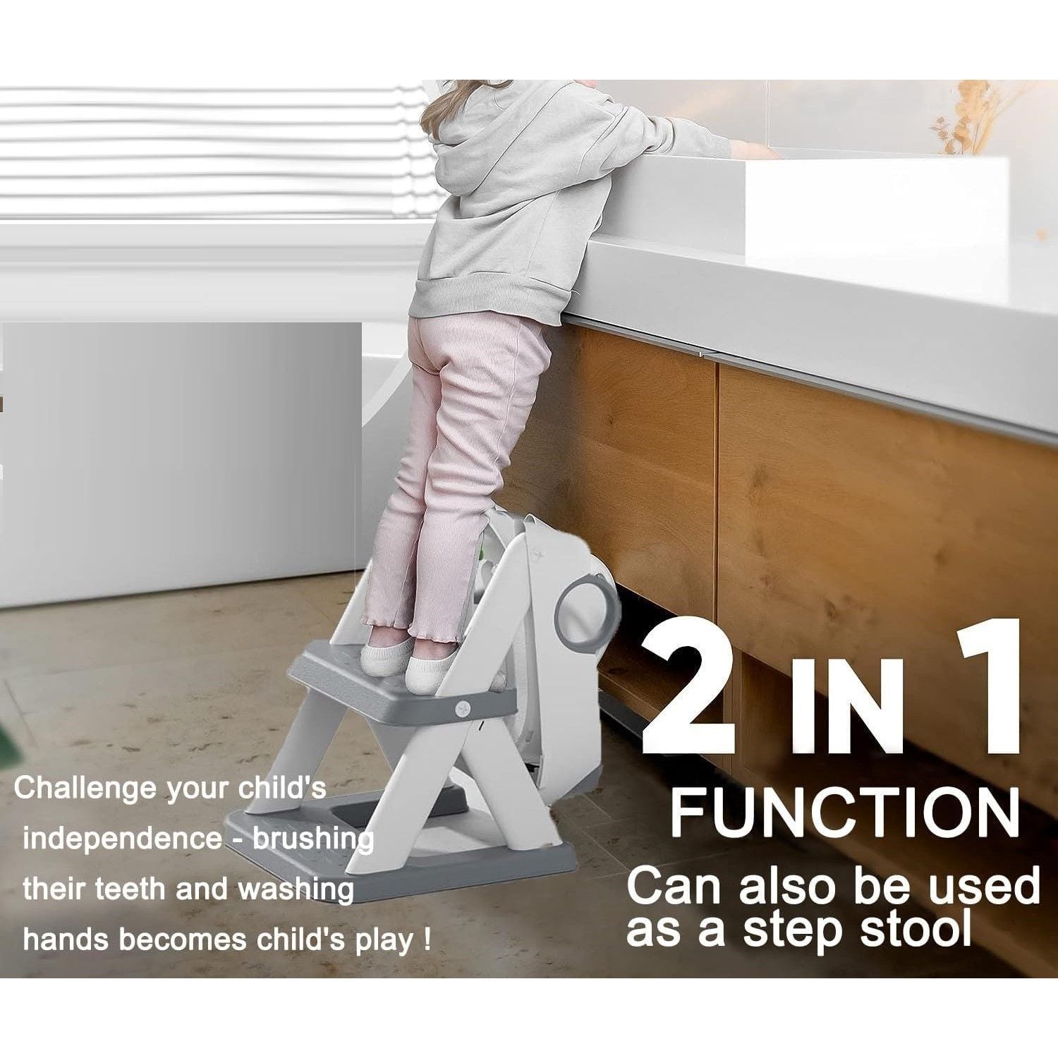 Potty Training Seat Ladder, Kids Boys Girls, Grey