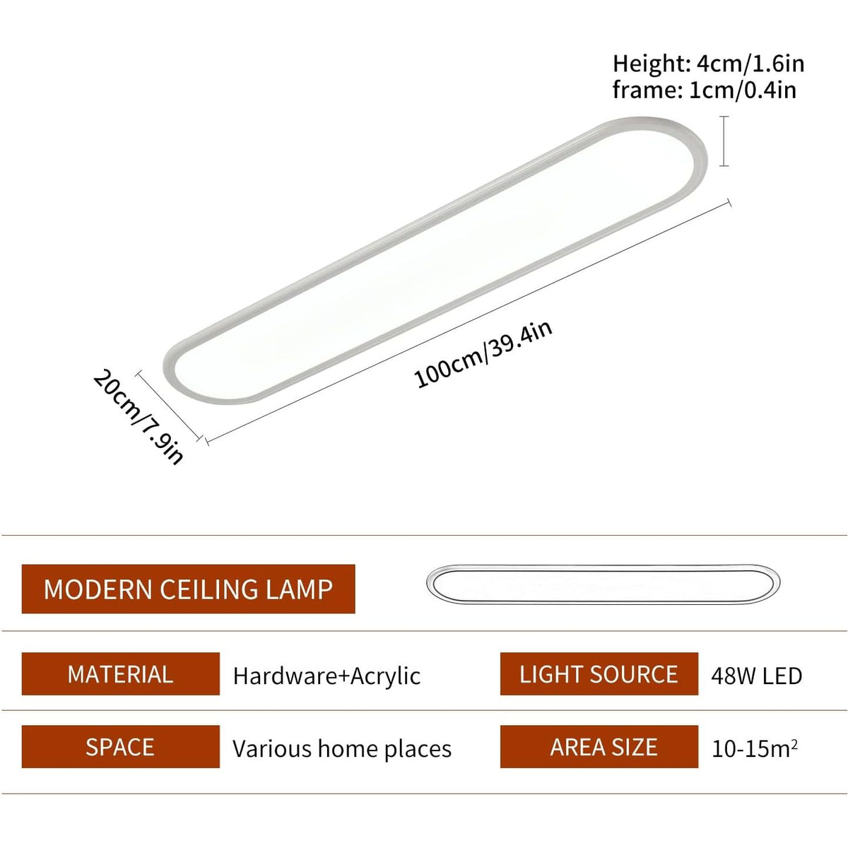 Dimmable LED Ceiling Light, 48W White