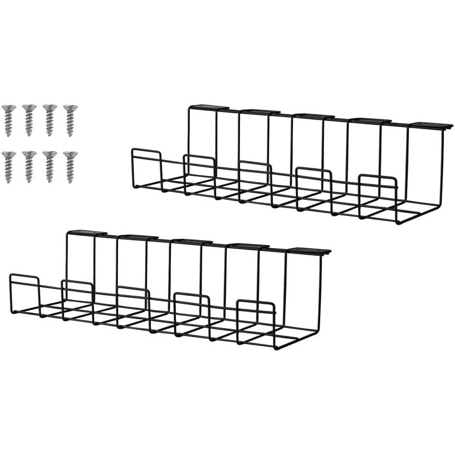 2 Pack Under Desk Cable Management Tray, Black
