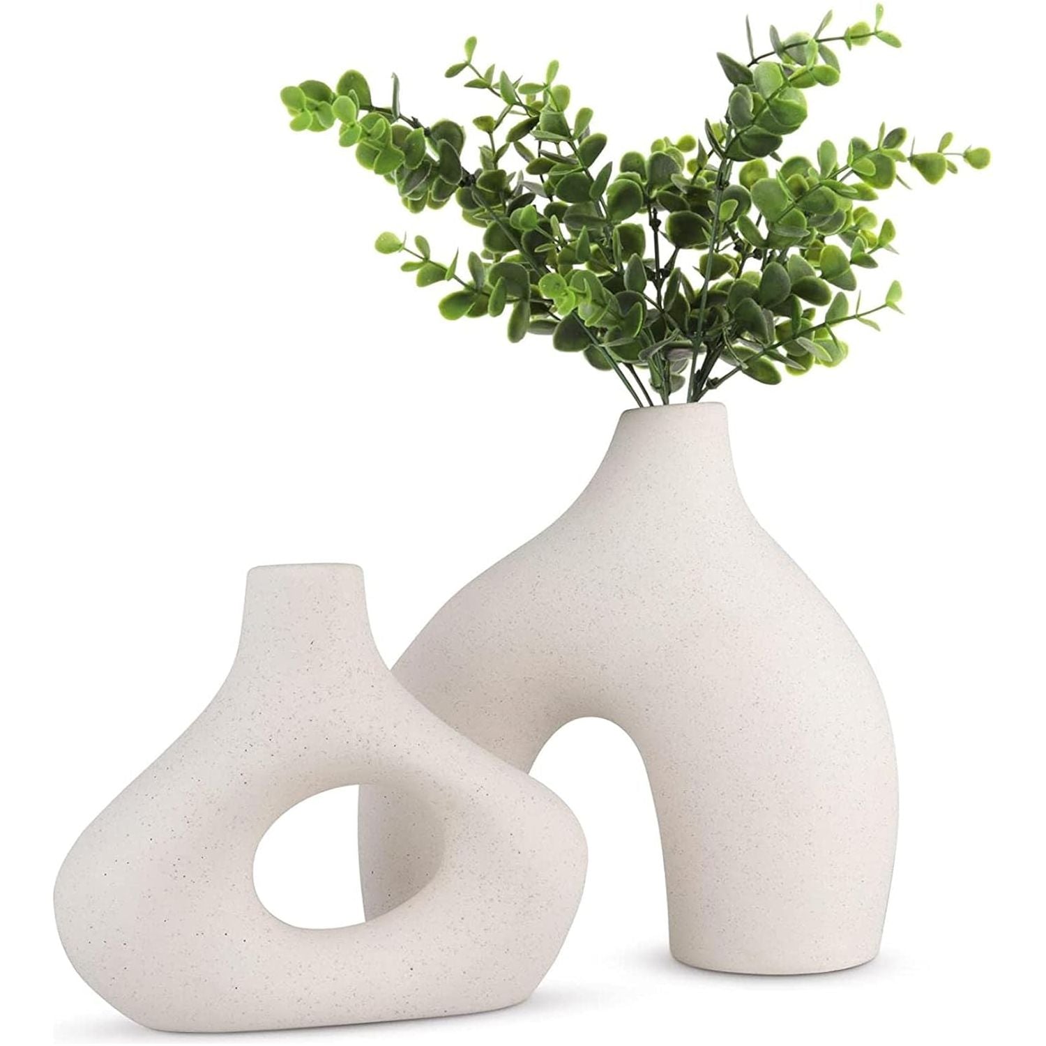 Ceramic Set of 2 Modern White Vases for Home D�cor