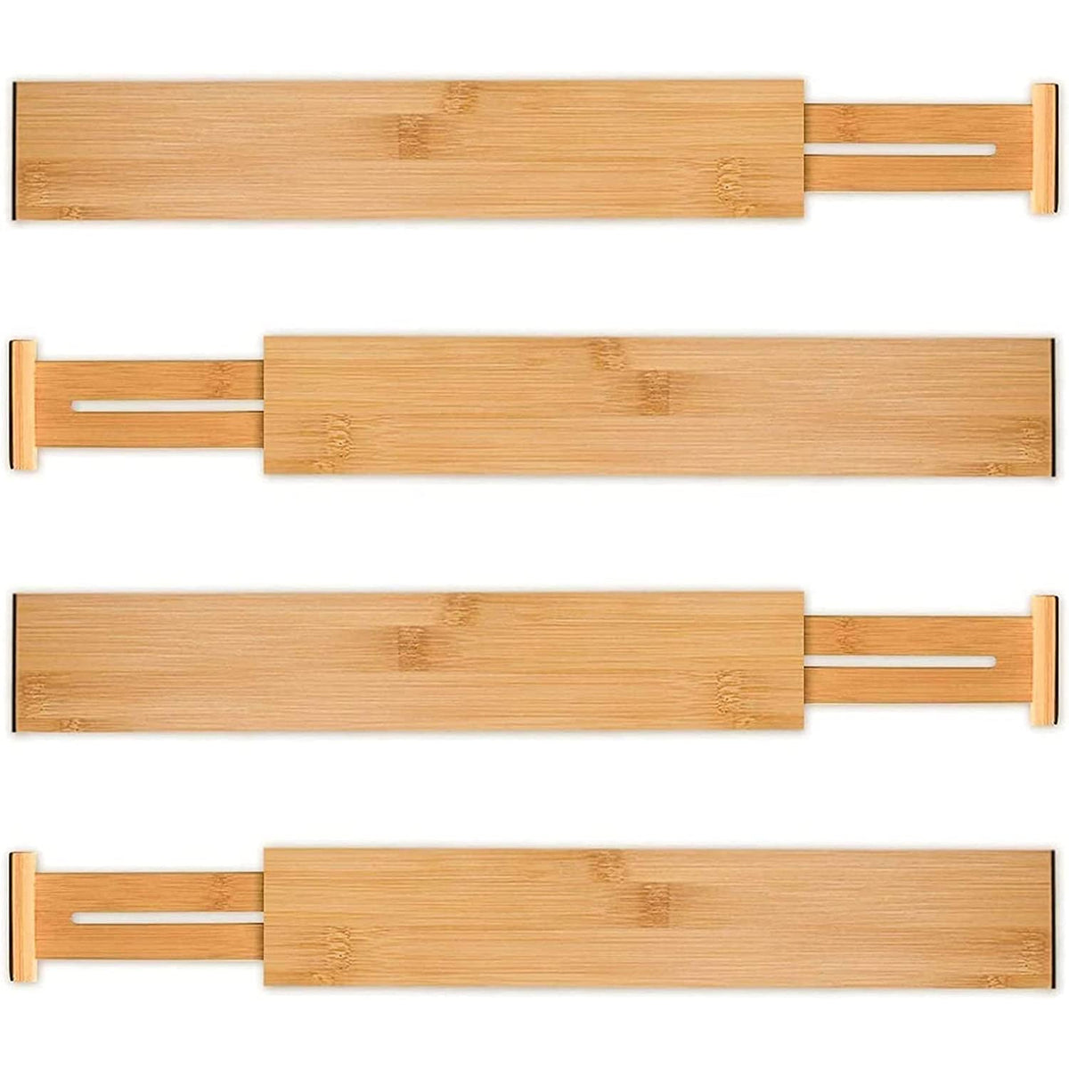 4 Pack Bamboo Adjustable Kitchen Drawer Dividers (Large, 44-55 cm)
