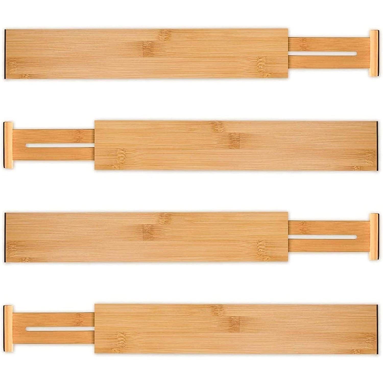 4 Pack Bamboo Adjustable Kitchen Drawer Dividers (Large, 44-55 cm)