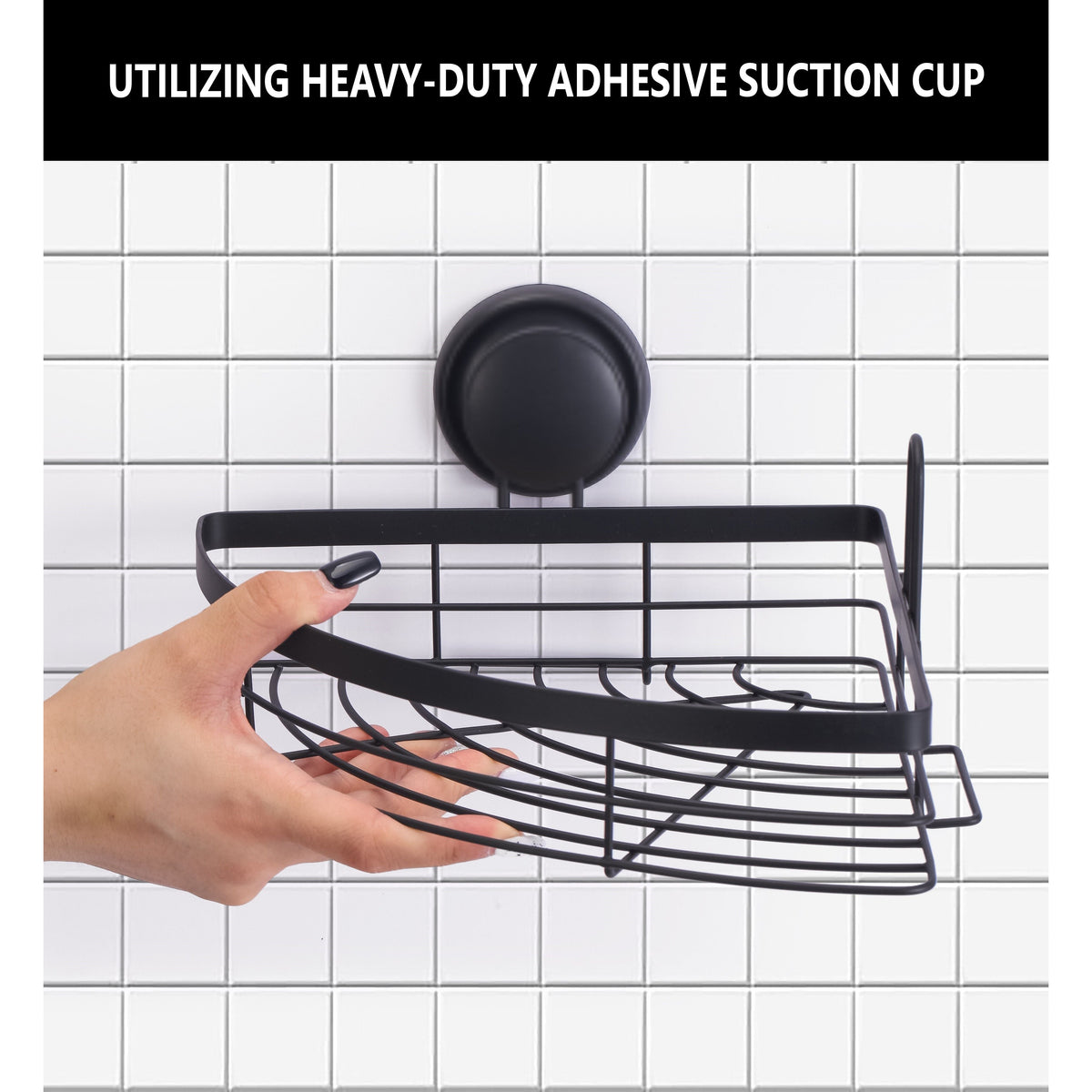 2 Pack Round Corner Shower Caddy Shelf Basket Rack with Premium Vacuum Suction Cup No-Drilling for Bathroom and Kitchen