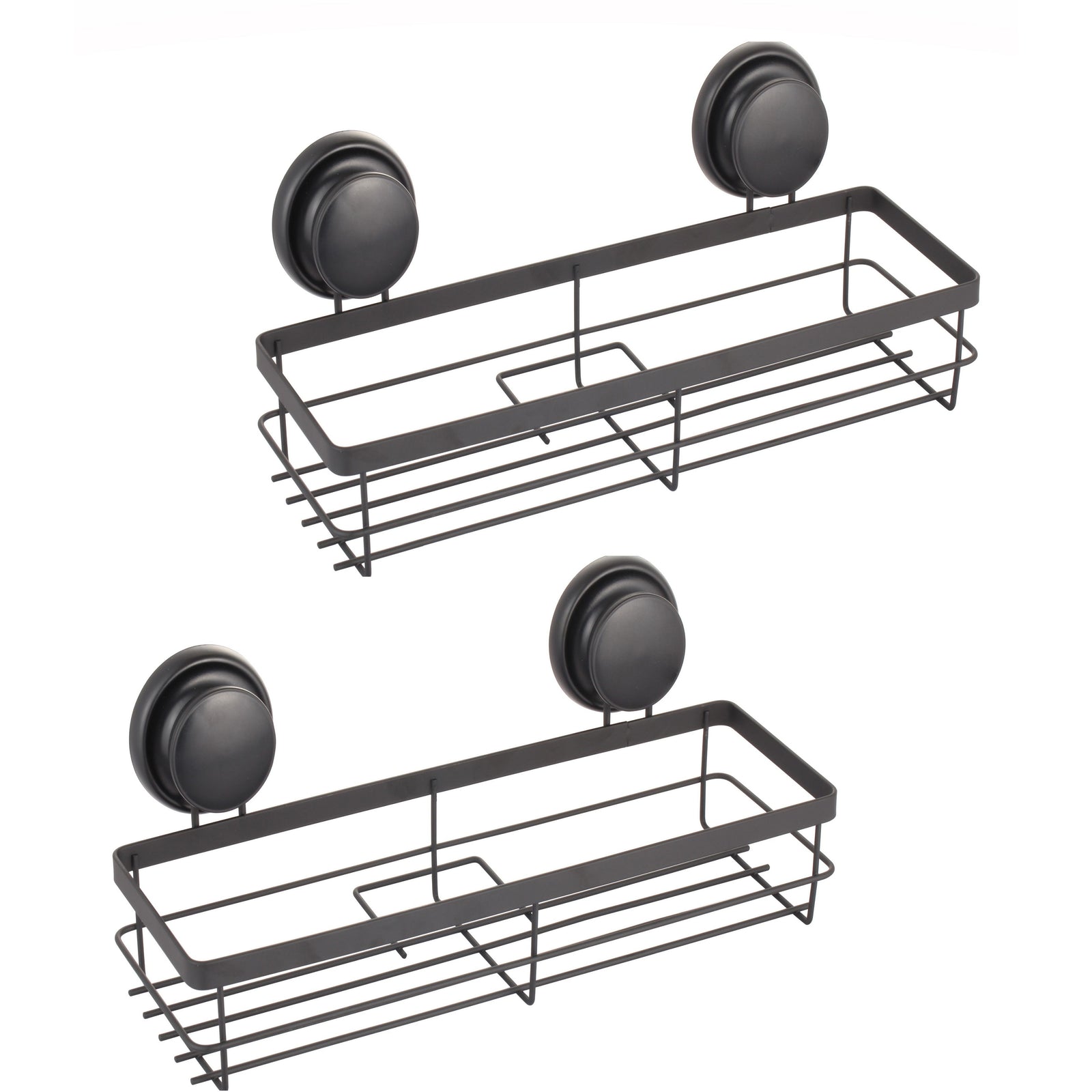 2 Pack Rectangular Corner Shower Caddy Shelf Basket Rack with Premium Vacuum Suction Cup No-Drilling for Bathroom and Kitchen