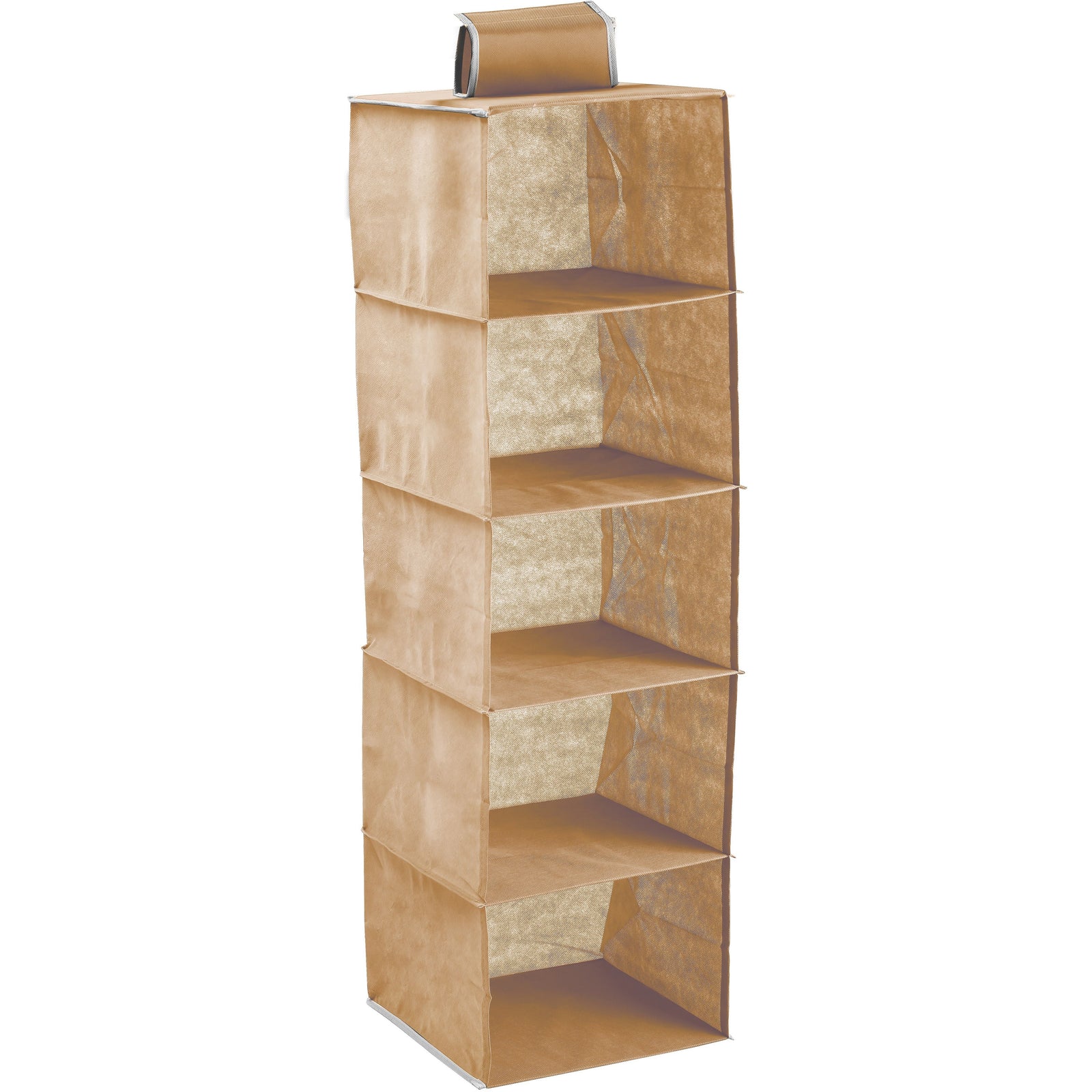 5 Tier Shelf Hanging Closet Organizer and Storage for Clothes (Beige)