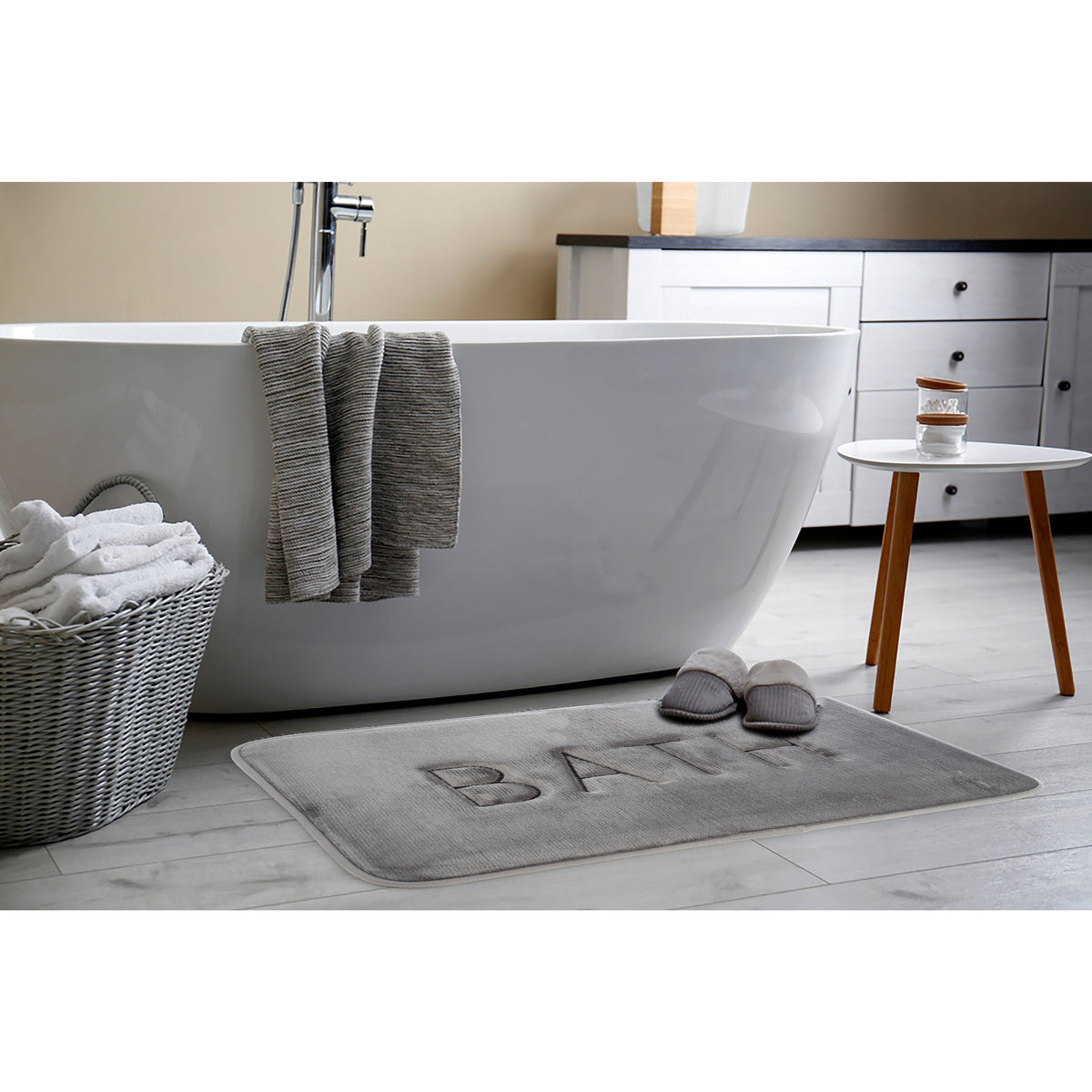 Extra Thick Memory Foam & Super Comfort Bath Rug Mat for Bathroom (60 x 40 cm, Grey)