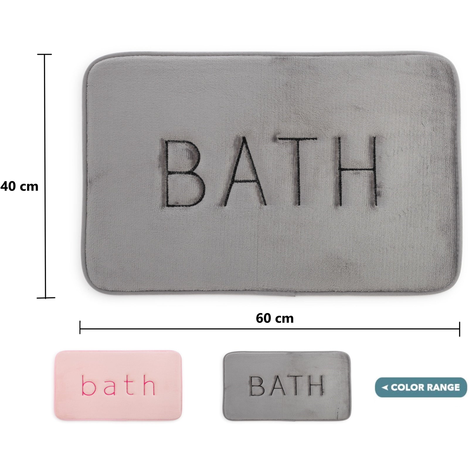 Extra Thick Memory Foam & Super Comfort Bath Rug Mat for Bathroom (60 x 40 cm, Grey)