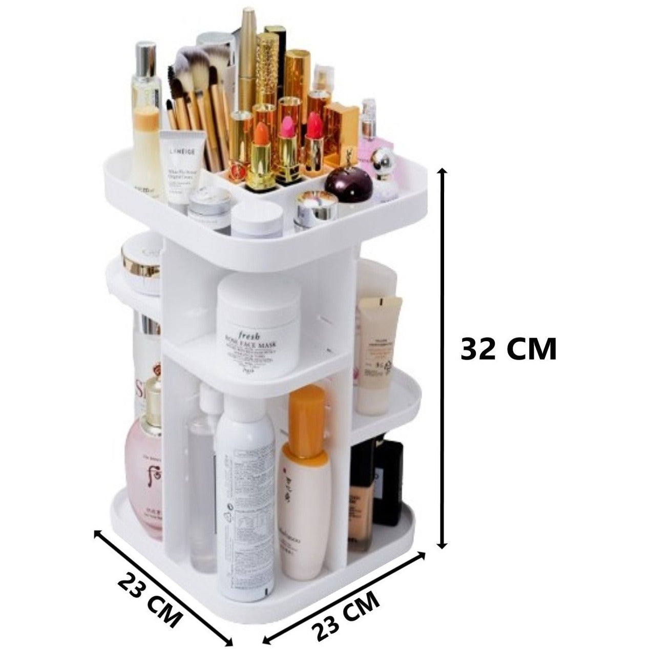 360 Rotating Large Capacity Makeup Organizer for Bedroom and Bathroom (White)