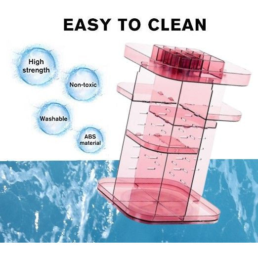 360 Rotating Large Capacity Makeup Organizer for Bedroom and Bathroom (Pink)