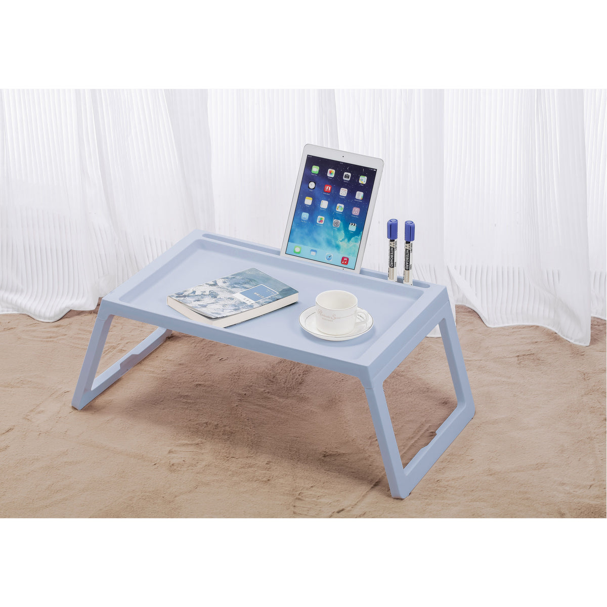 Multifunction Laptop Bed Desk with foldable legs for Home Office (Blue)
