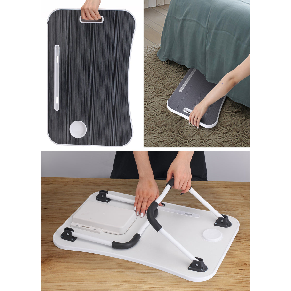 Laptop Bed Desk with Storage and foldable legs for Adults, Kids & Home Office