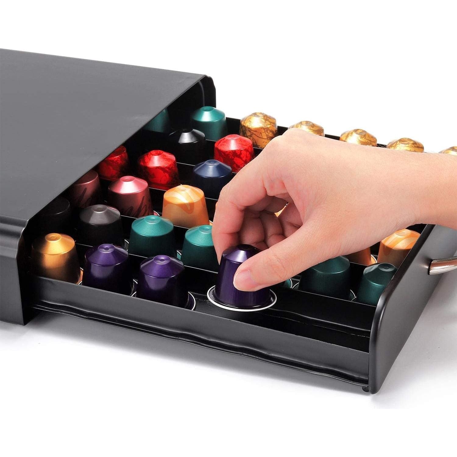 CARLA HOME Coffee Pods Holder Storage Drawer Compatible with 60 Nespresso Pods for Kitchen Storage & Organisation (Black)