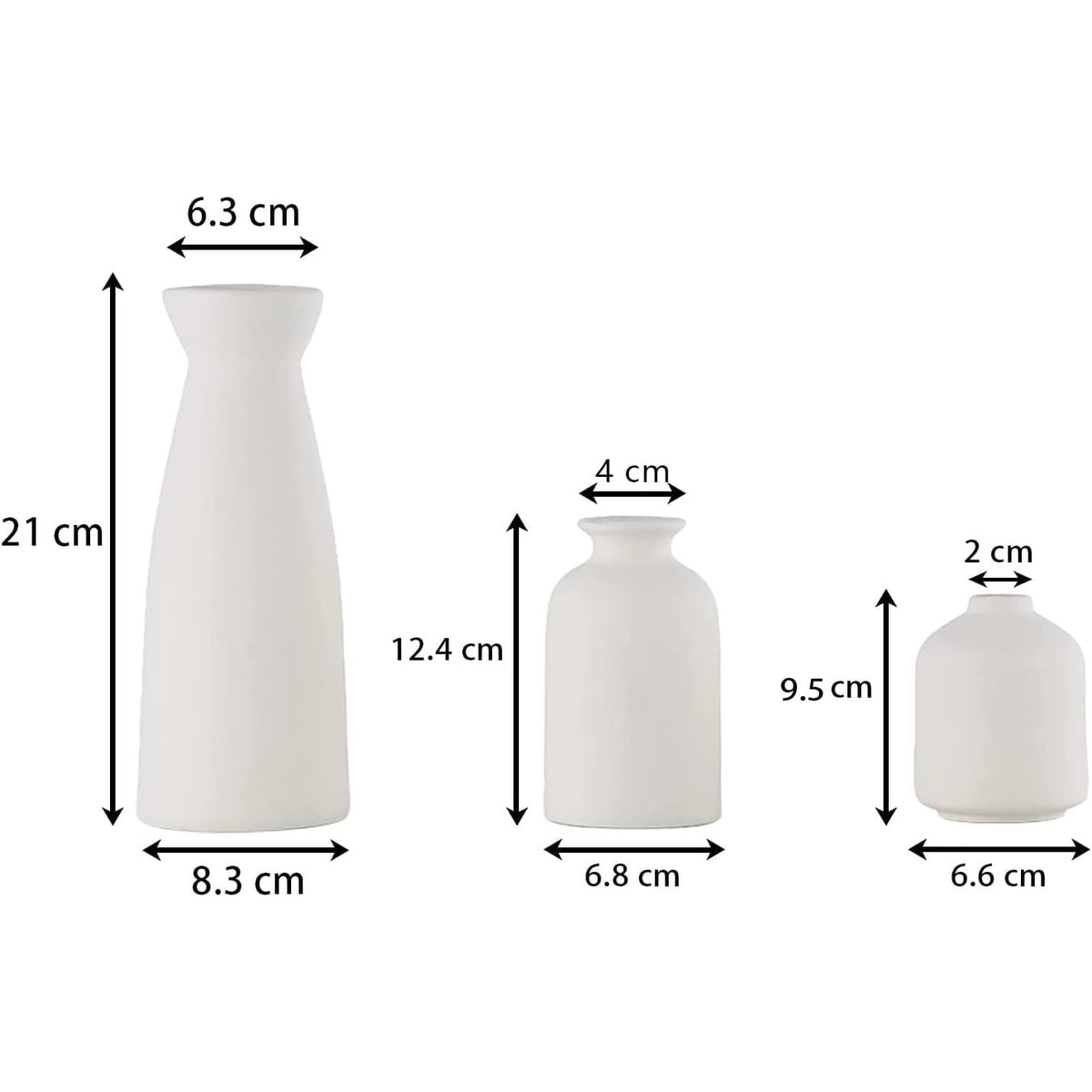 Ceramic Set of 3 Modern White Vases for Home D�cor
