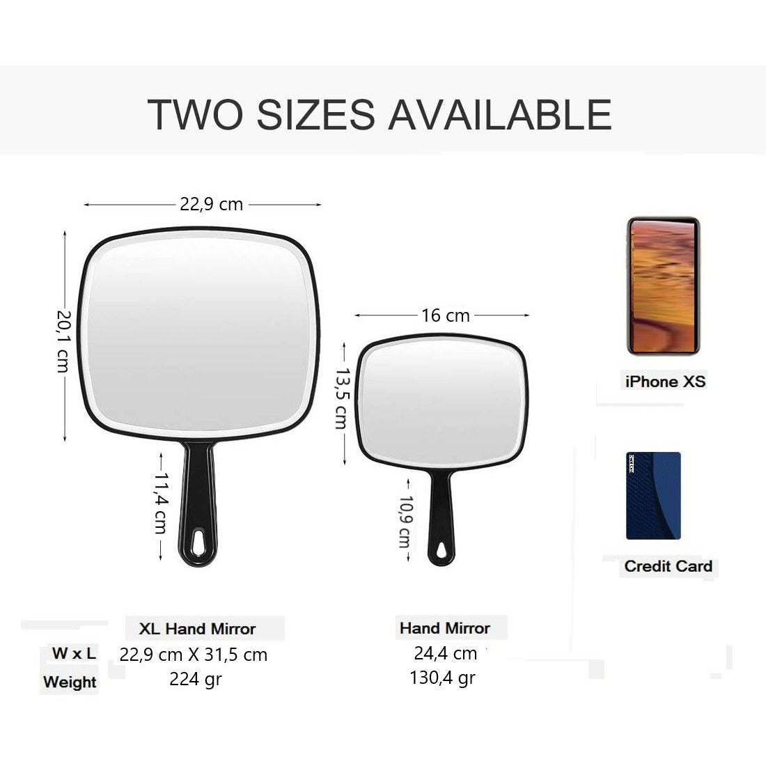 Extra Large Black Handheld Mirror with Handle (31,5 x 23 cm)