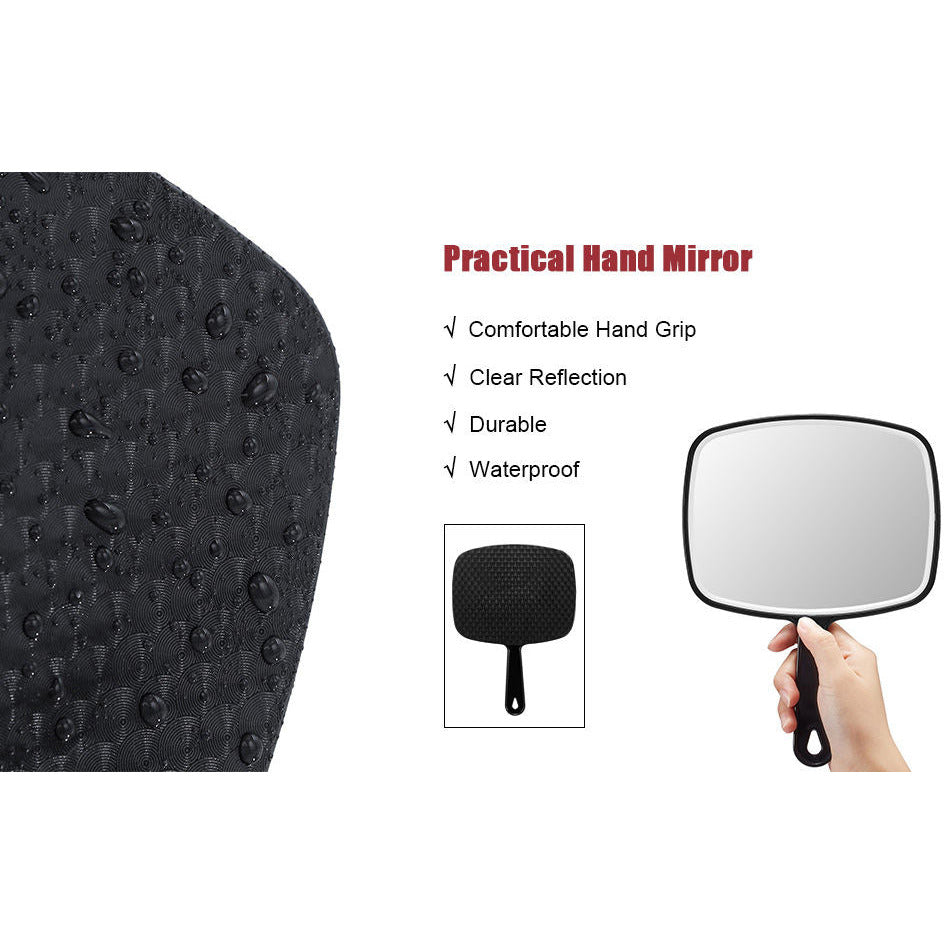 Extra Large Black Handheld Mirror with Handle (31,5 x 23 cm)