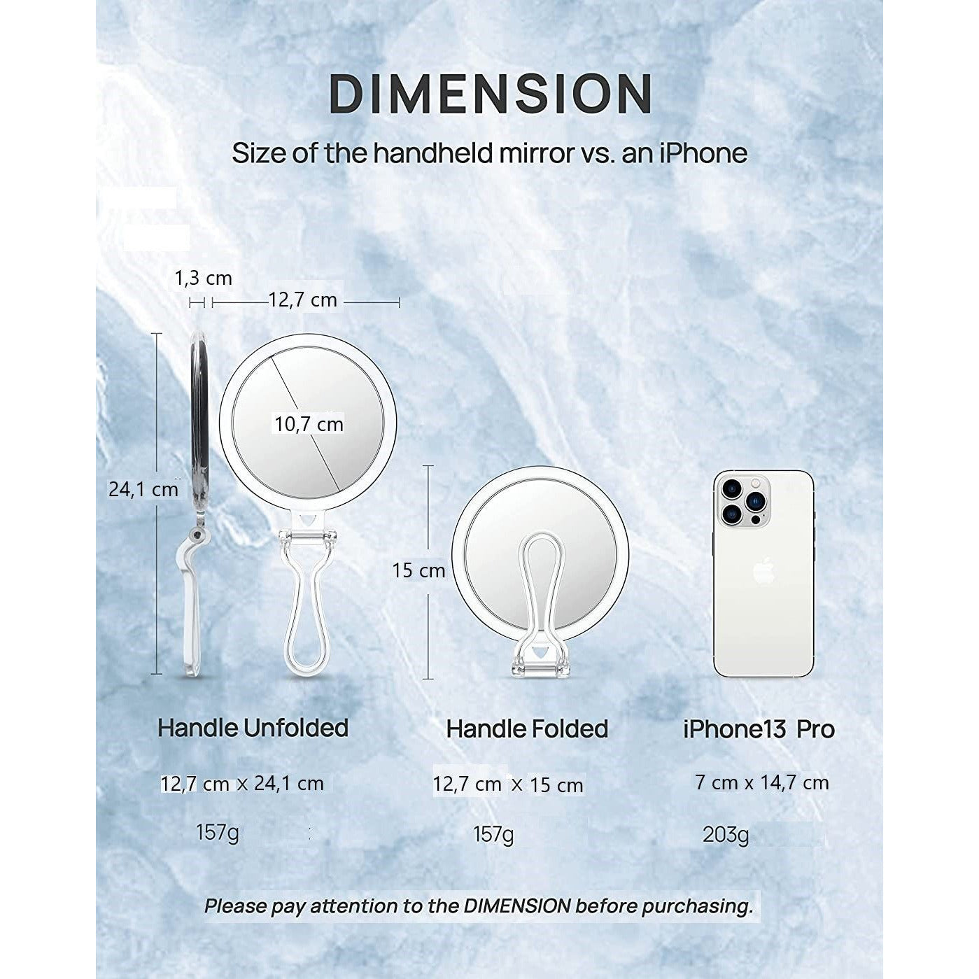 Double-Sided 1X/20X Magnifying Foldable Makeup Mirror for Handheld, Table and Travel Usage