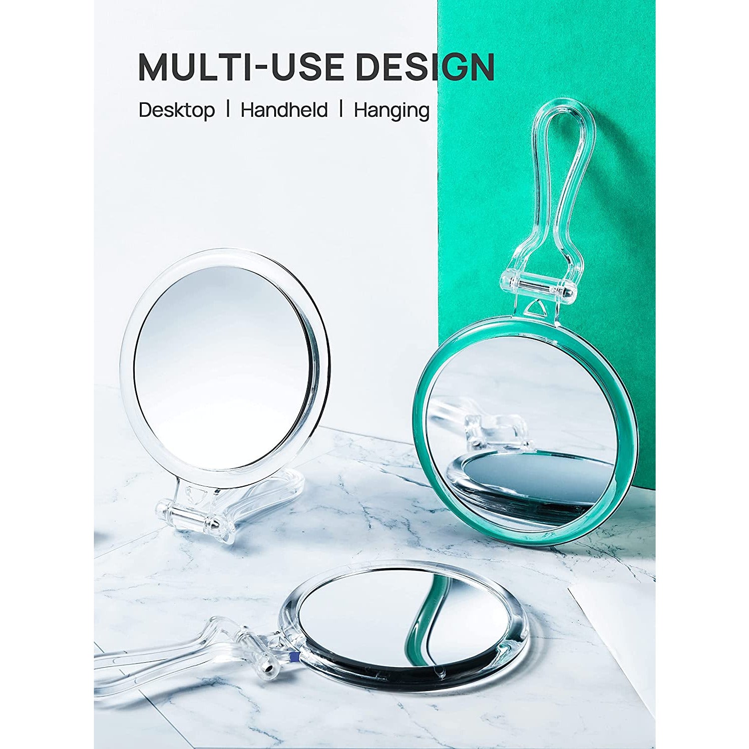 Double-Sided 1X/20X Magnifying Foldable Makeup Mirror for Handheld, Table and Travel Usage