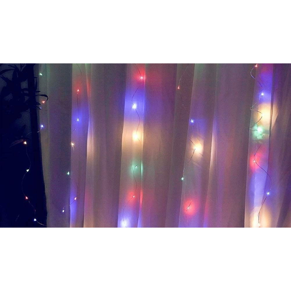300 LEDs Window Curtain Fairy Lights 8 Modes and Remote Control for Bedroom (Multicolor, 300 x 300cm)