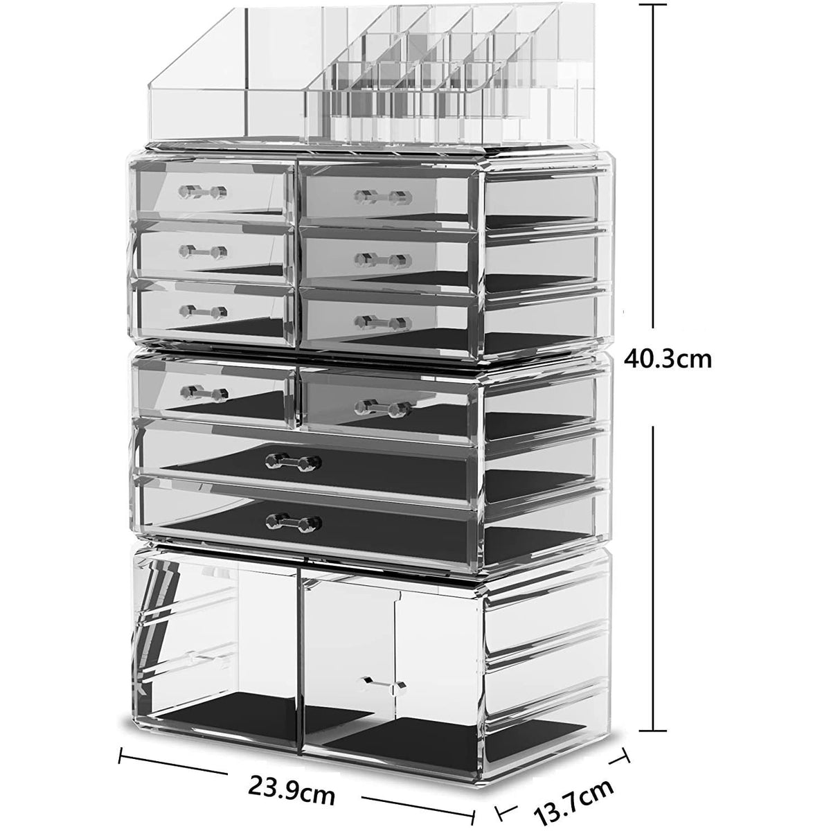Makeup Cosmetic Organizer Storage with 12 Drawers Display Boxes (Clear)