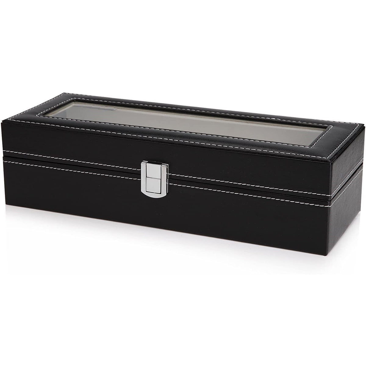 Black PU Leather Watch Organizer Display Storage Box Cases for Men & Women (6 slots)