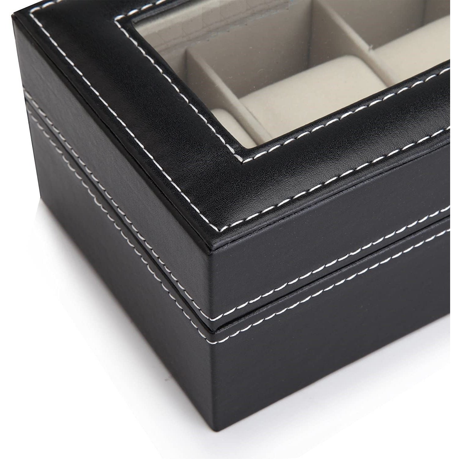 Black PU Leather Watch Organizer Display Storage Box Cases for Men & Women (6 slots)