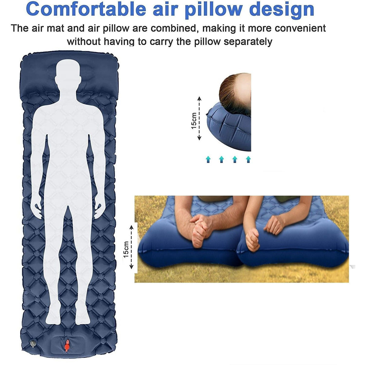 Ultralight Inflatable Camping Sleeping Pad with Pillow for Travelling and Hiking