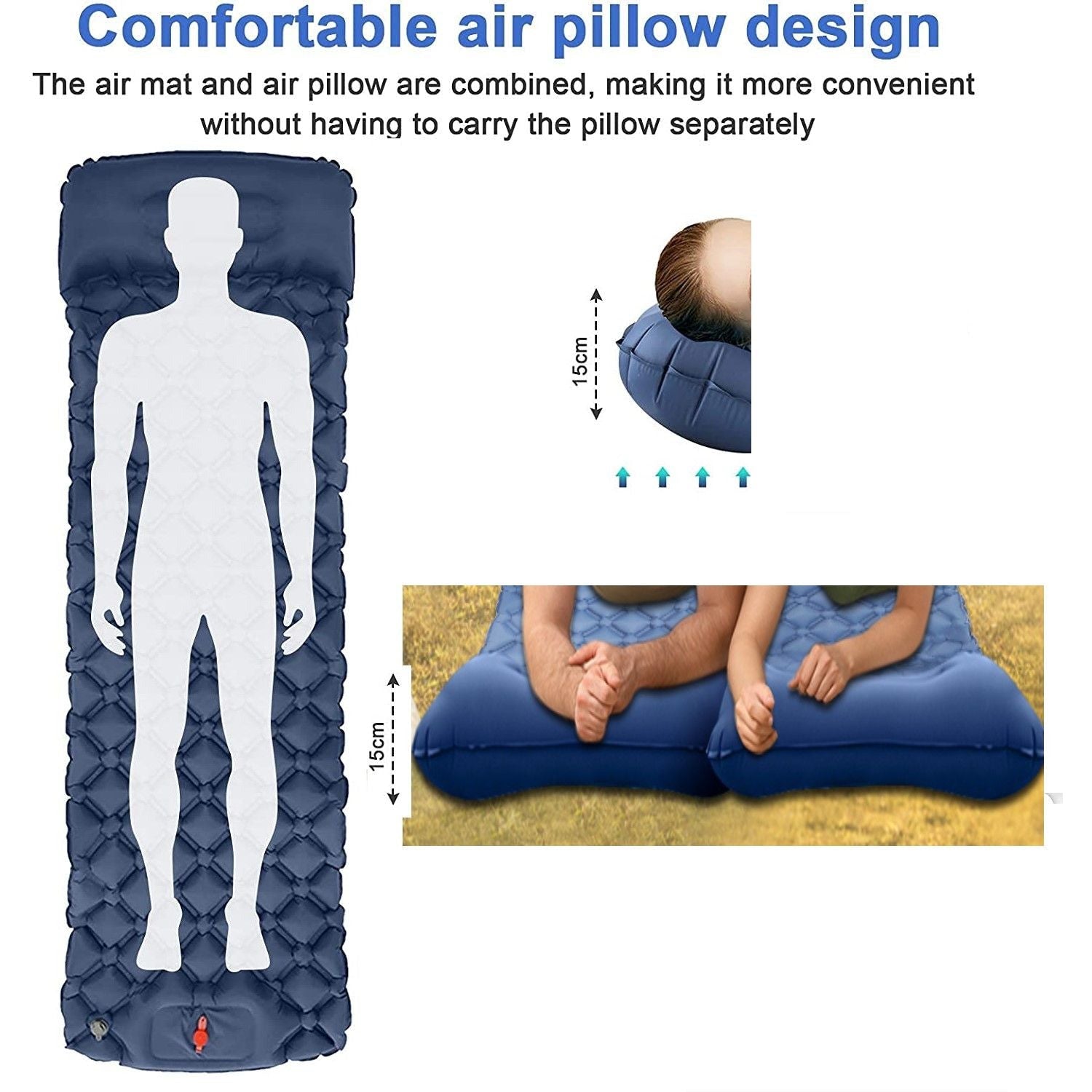 Ultralight Inflatable Camping Sleeping Pad with Pillow for Travelling and Hiking