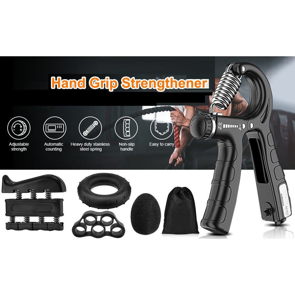 5 Pack Adjustable Resistance Hand Gripper Exerciser Workout Kit