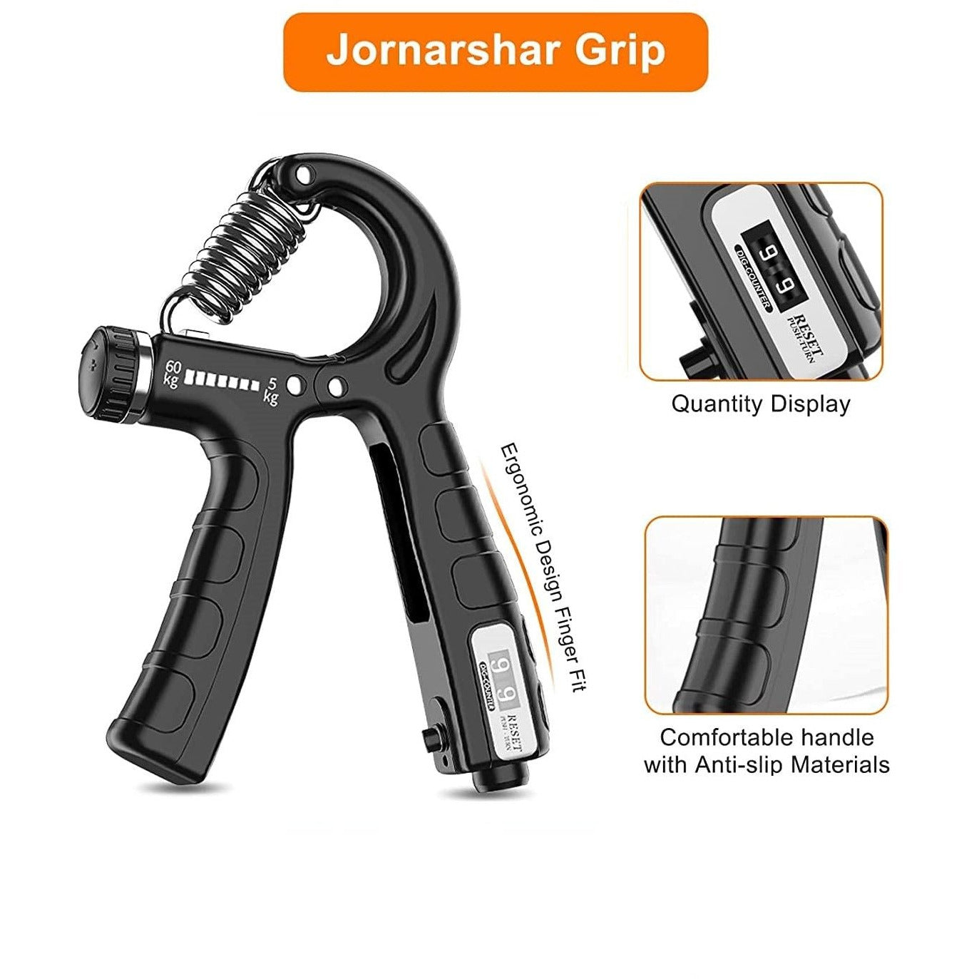 2 Pack Adjustable Hand Grip Strengthener for Hand Grip Strength and Wrist Rehabilitation (Resistance 5-60 kg)