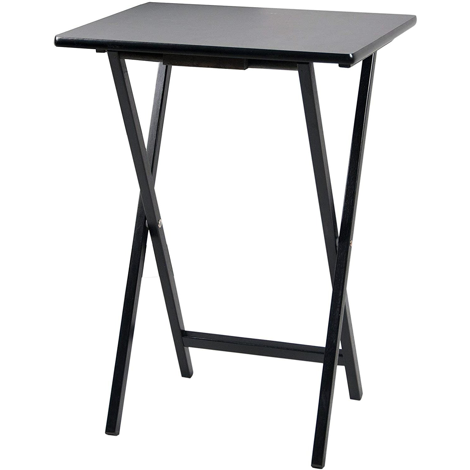 Black Wood Folding TV Tray & Snack Table