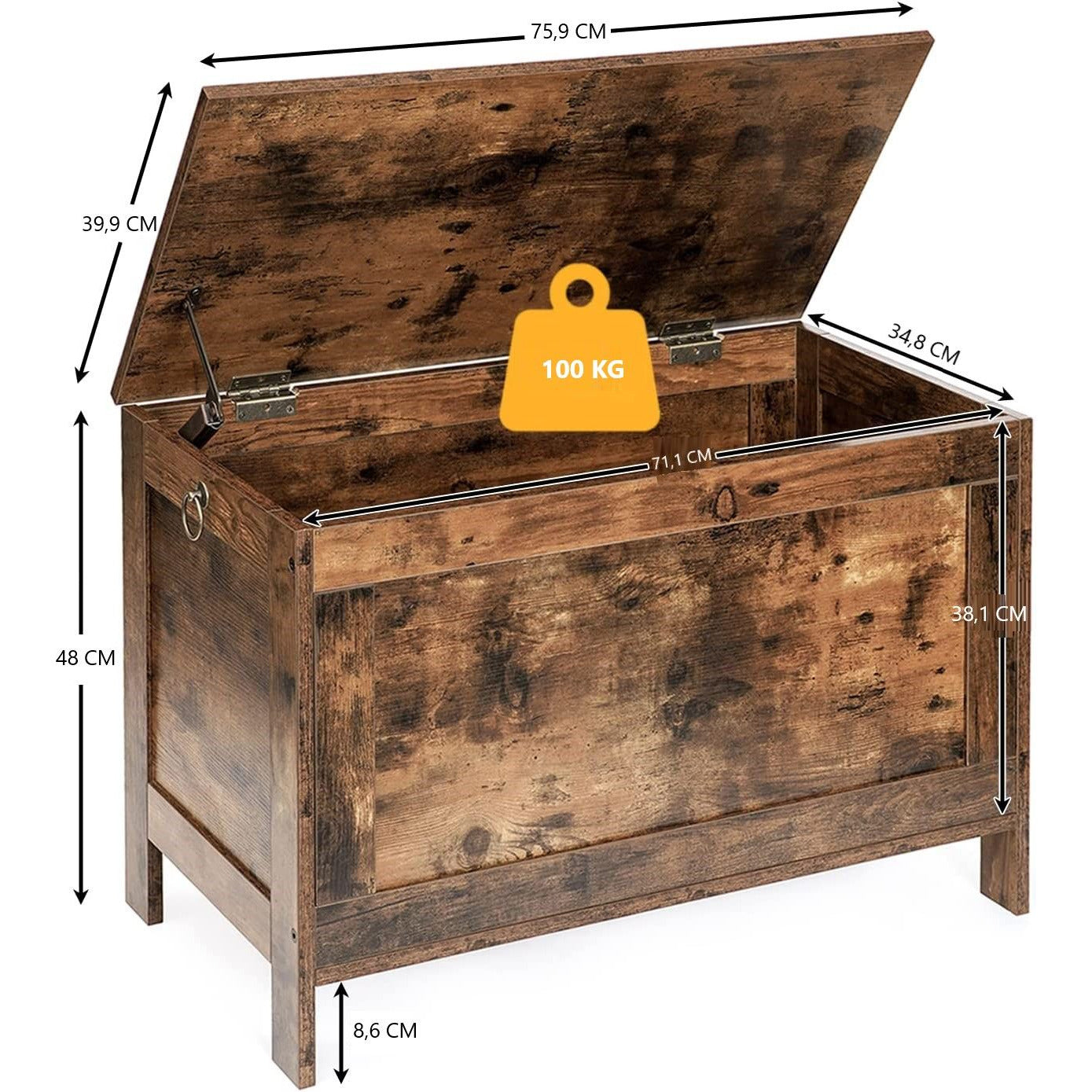 Wooden Sturdy Entryway Storage Bench with Safety Hinge