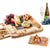 Bamboo Cheese Board and Knife Set with Cutlery including Slate Rock Tray, 4 Stainless Steel Knife & Thick Wooden tray
