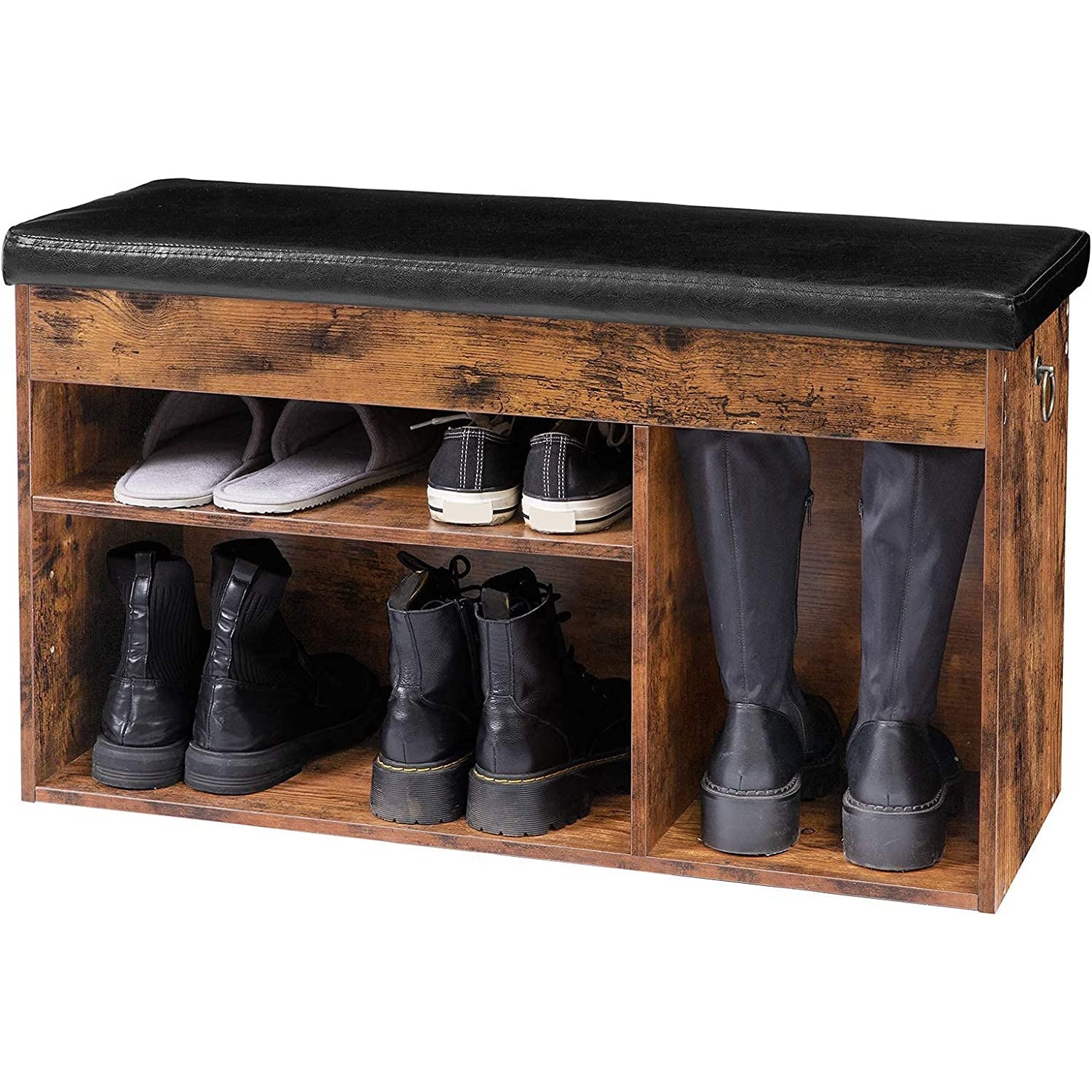 Shoe Storage Bench with Padded Cushion,Flip-Open Storage Box and Adjustable Shelf for Entryway and Living Room